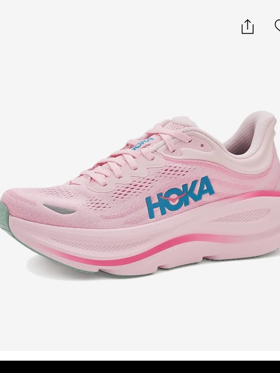 Hoka Shoes - Hoka Women's Pink Athletic Running Shoe with Blue Logo